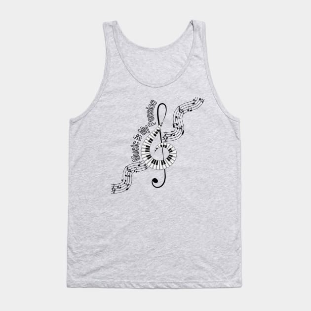 Treble Clef Piano Tank Top by Designoholic